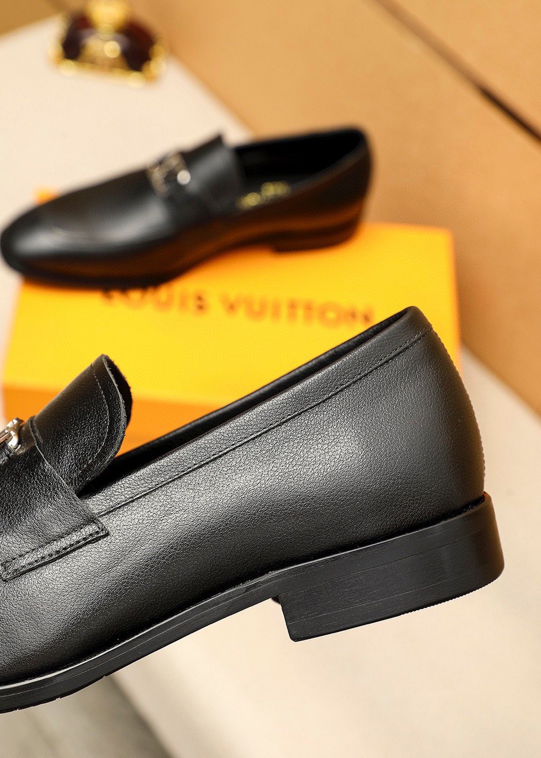 Louis Vuitton Black Hardware Loafers - Black Textured Leather Upper