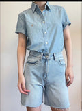 Ralph Lauren Slub Denim Short-Sleeve Button-Up Shirt